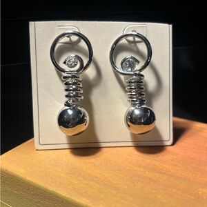 DIY Silver Drop Hoop Earrings with Crystal Accent